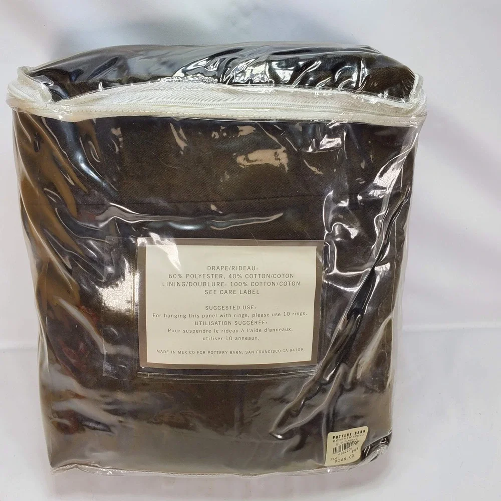 Pottery‎ Barn Velvet Drape Espresso 50x84 Pole Pocket Lined Window Curtain NEW